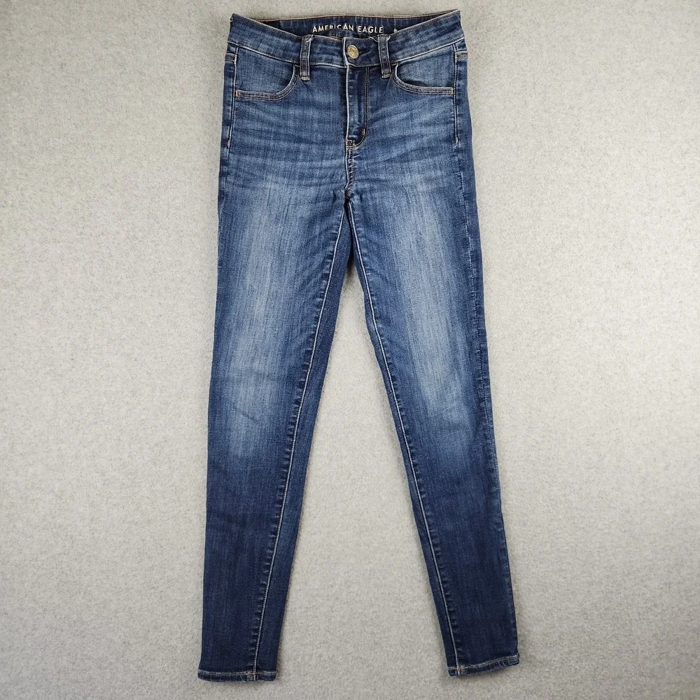 American‎ Eagle Jeans Women's Size 4 Reg Hi-Rise Jegging Dark Wash Stretch Denim